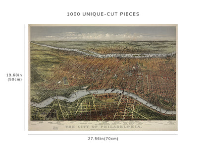 1000 piece puzzle - 1875 Map of Philadelphia | Jigsaw Puzzle Game for Adults | Birthday Present Gifts