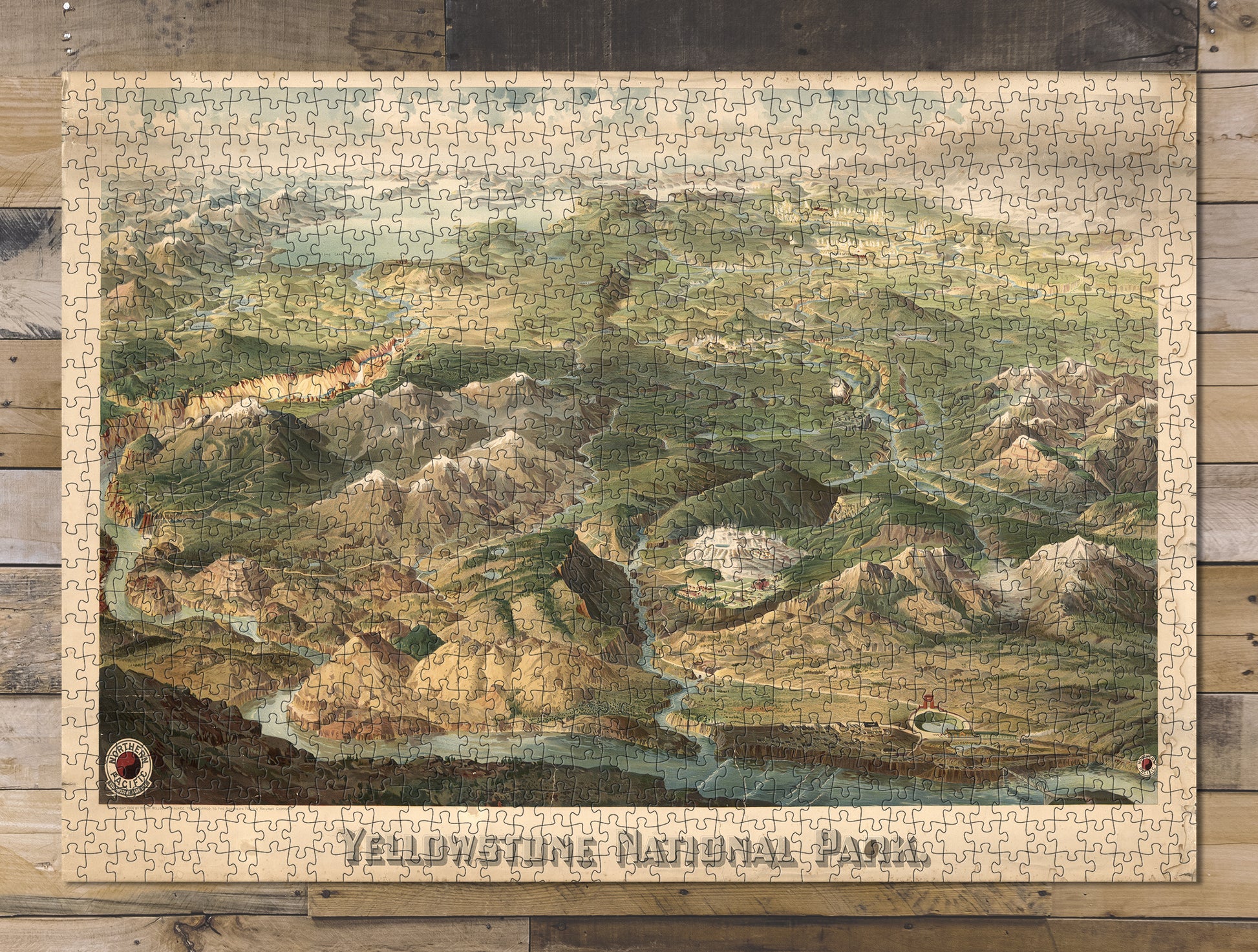 1000 piece puzzle 1904 Map of Yellowstone National Park Family Entertainment Hand made
