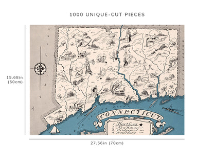 1000 piece puzzle - 1931 Map of Connecticut | Jigsaw Puzzle Game for Adults | Fun Activity | Jigsaw games