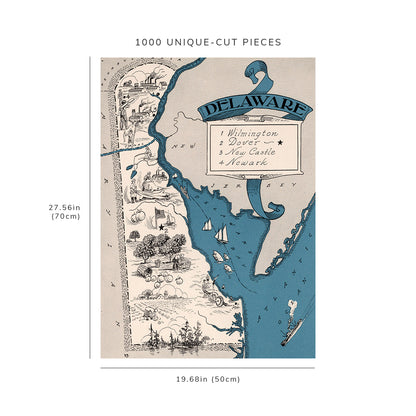 1000 piece puzzle - 1931 Map of Delaware | Jigsaw Puzzle Game for Adults | Birthday Present Gifts