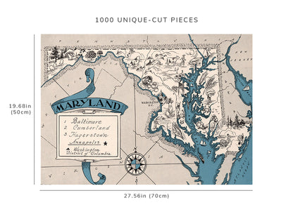 1000 piece puzzle - 1931 Map of Maryland | Family Entertainment | Fun Indoor Activity