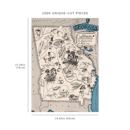 1000 piece puzzle - 1931 Map of Georgia | Family Entertainment | Jigsaw games Hand made