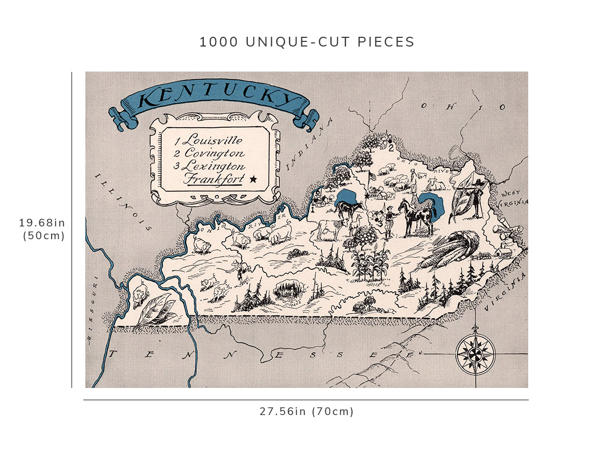1000 piece puzzle - 1931 Map of Kentucky | Jigsaw Puzzle Game for Adults | Fun Activity