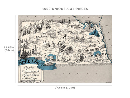 1000 piece puzzle - 1931 Map of Nebraska | Birthday Present Gifts | Fun Indoor Activity