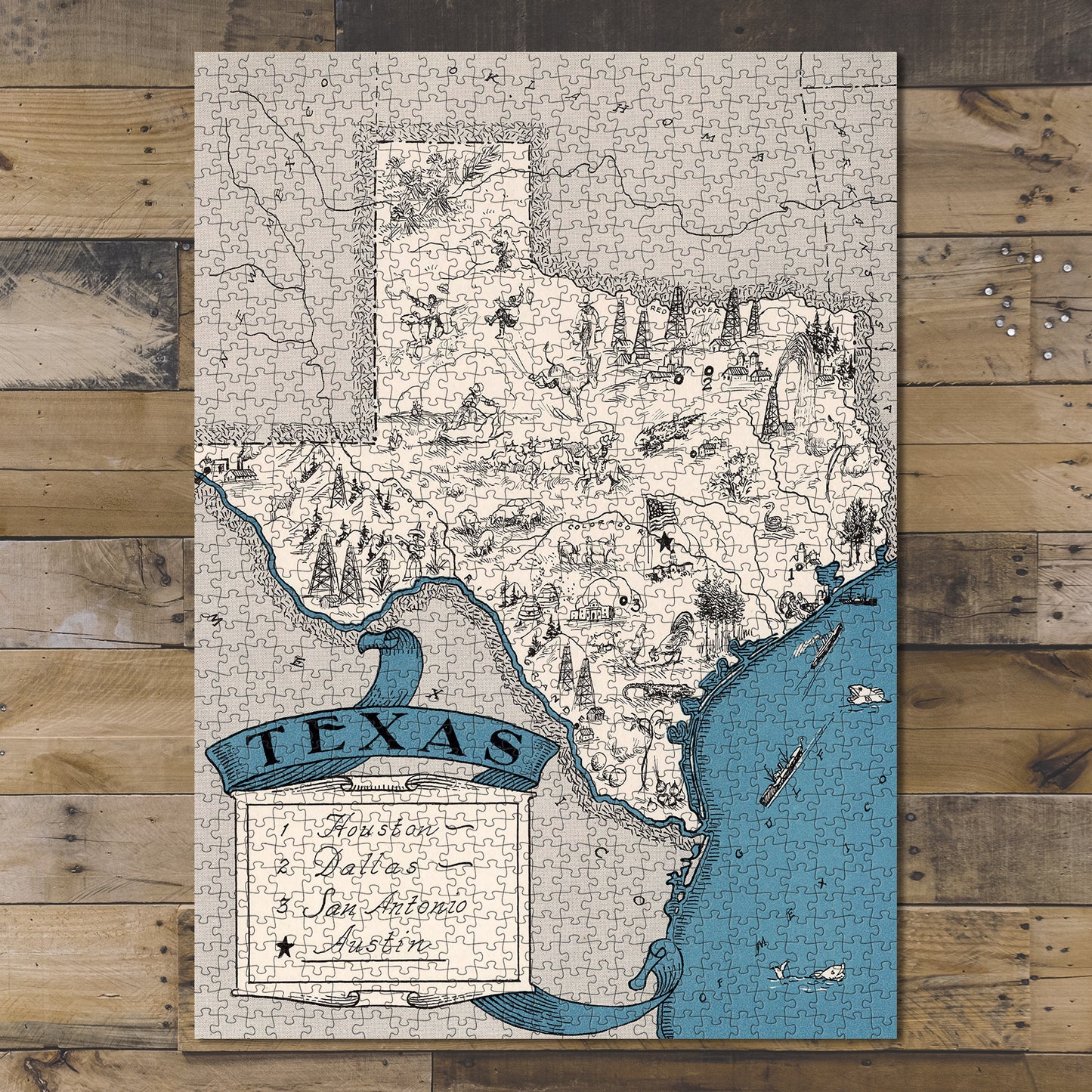 1000 piece puzzle 1931 Map of Texas Family Entertainment Unique Gift| Birthday Present Gifts