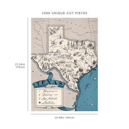 1000 piece puzzle - 1931 Map of Texas | Family Entertainment | Unique Gift| Birthday Present Gifts