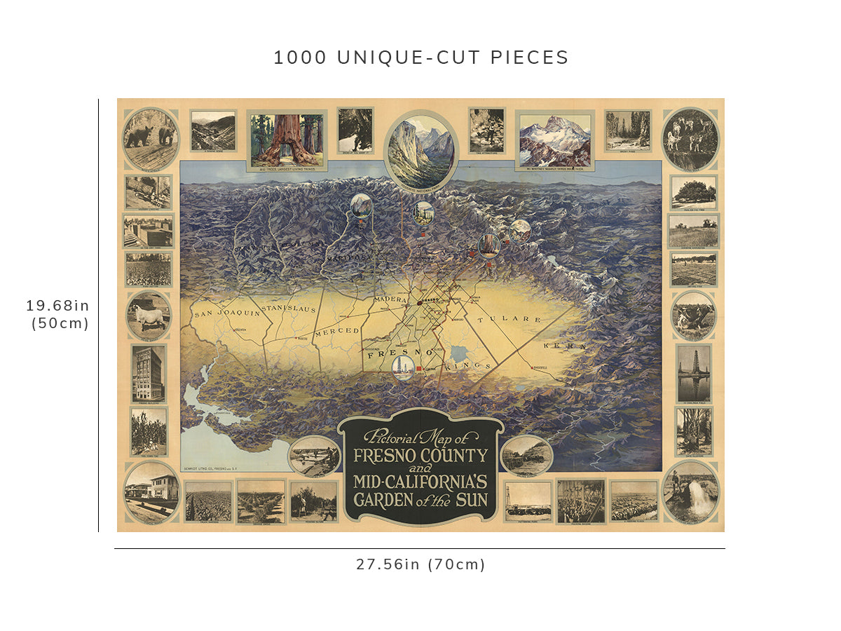 1000 piece puzzle - 1919 | Mid-California's Garden of the Sun | Hand made | Jigsaw Puzzle Game for Adults