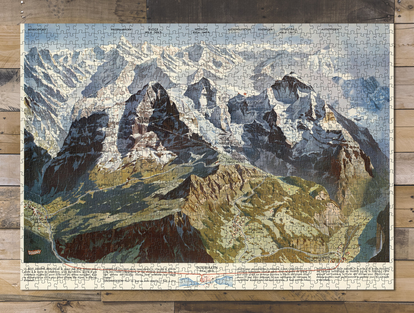 1000 piece puzzle 1937 Map of Virgin yoke Jungfrau Railway Birthday Present Gifts