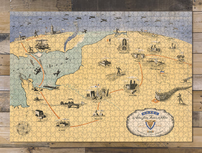1000 piece puzzle Map of ADSEC Advance Section in Action from Thames to Rhine Family Entertainment