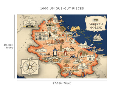 1000 piece puzzle - Map of Abruzzo and Molise | Jigsaw Puzzle Game for Adults | Birthday Present Gifts