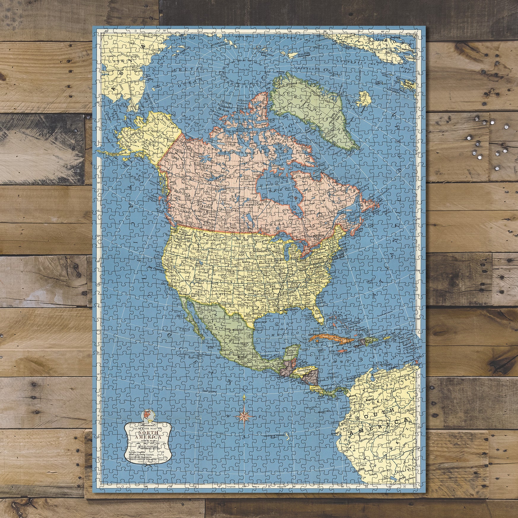 1000 piece puzzle 1957 Map of North America Birthday Present Gifts Family Entertainment Unique Gift