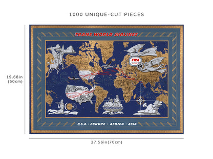 1000 piece puzzle - 1946 Map of Trans World Airlines | Family Entertainment | Jigsaw Puzzle Game for Adults