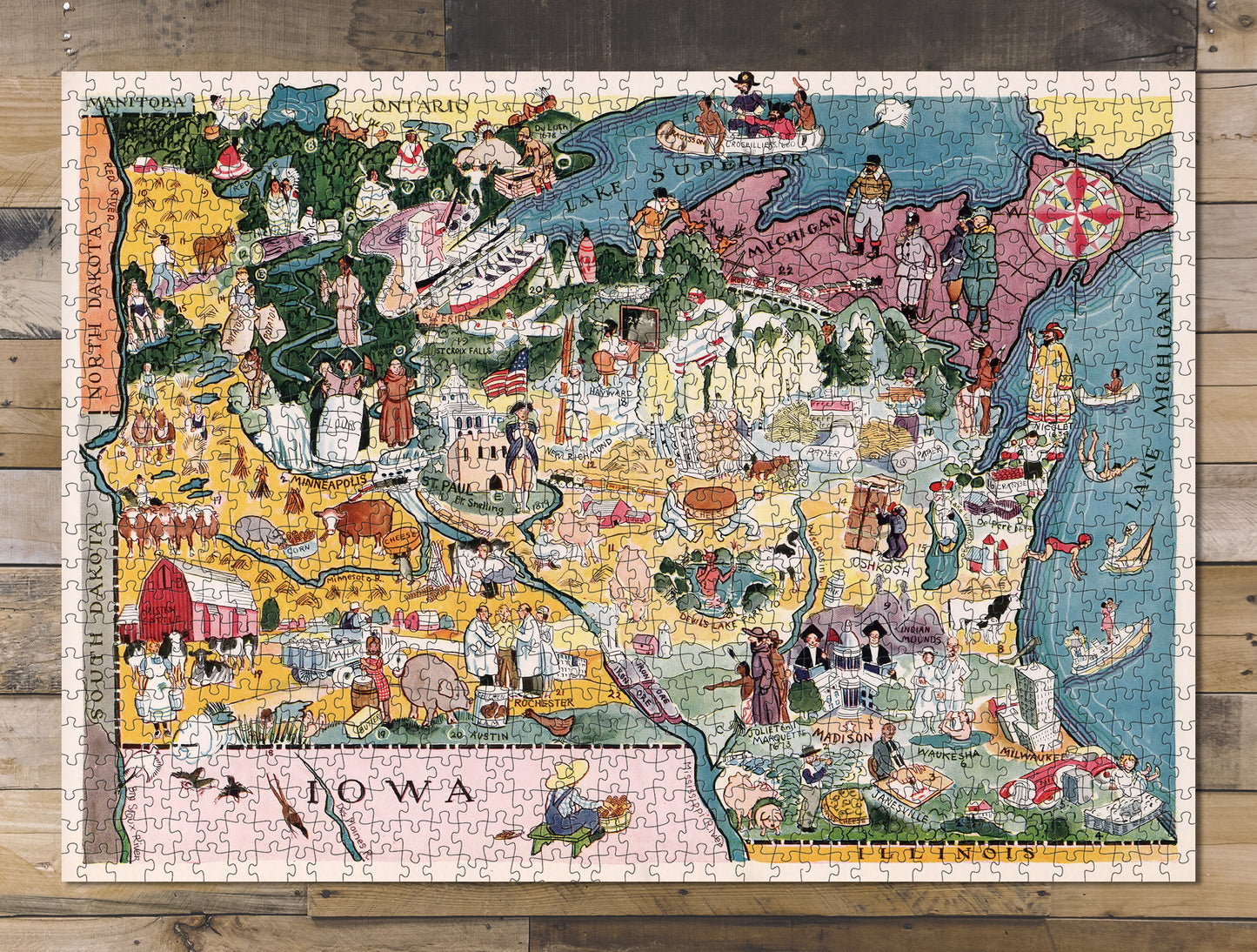 1000 piece puzzle 1932 Map of Minnesota Birthday Present Gifts Hand made