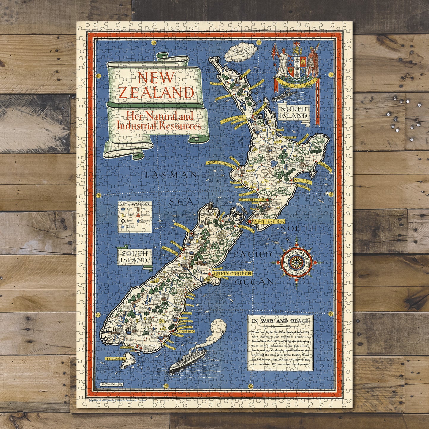 1000 piece puzzle 1943 Map of New Zealand Jigsaw Puzzle Game for Adults Birthday Present Gifts