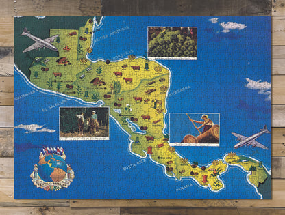 1000 piece puzzle 1950 Map of Central America Birthday Present Gifts Family Entertainment