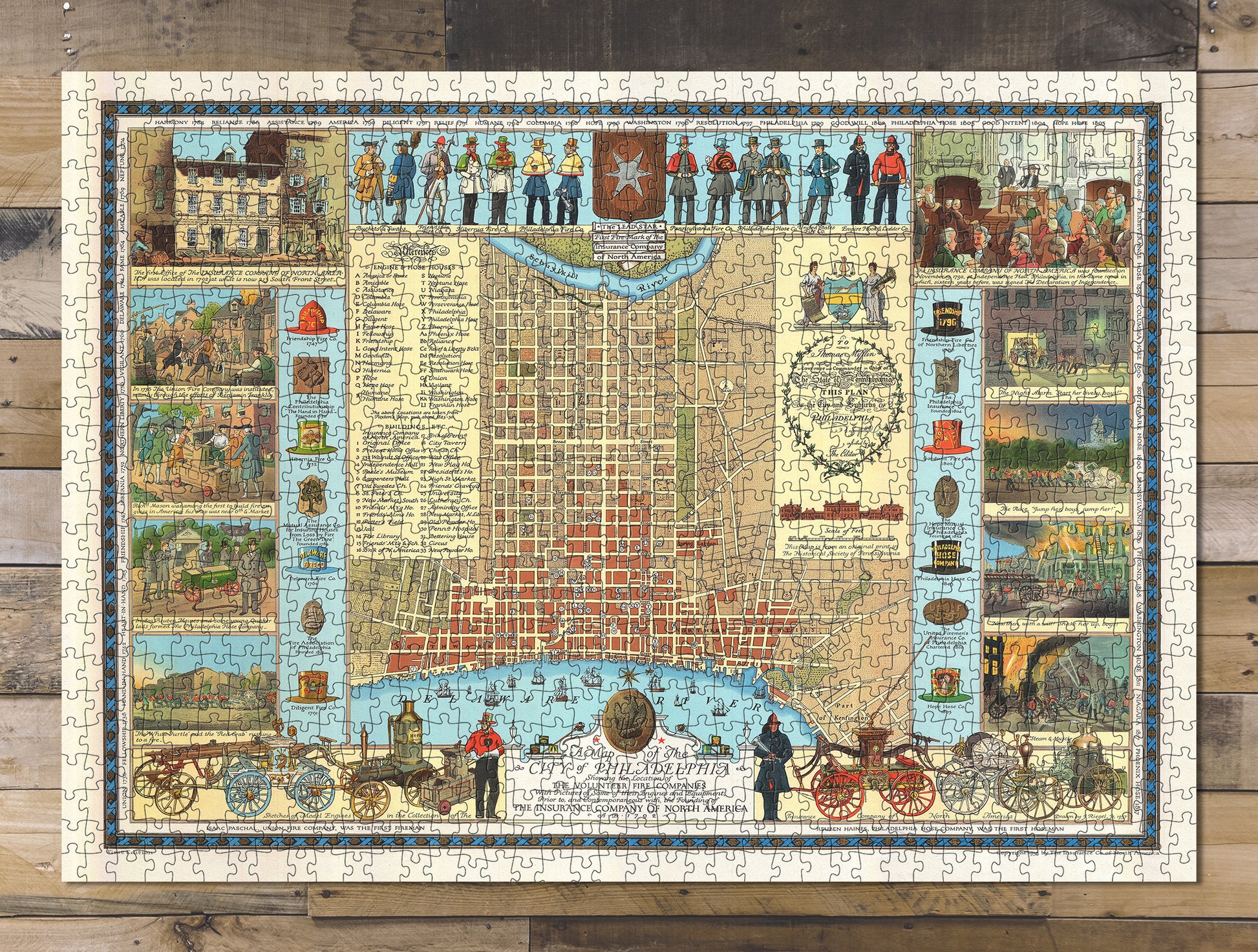 1000 piece puzzle 1838 Map of Philadelphia Jigsaw Puzzle Game for Adults Jigsaw games