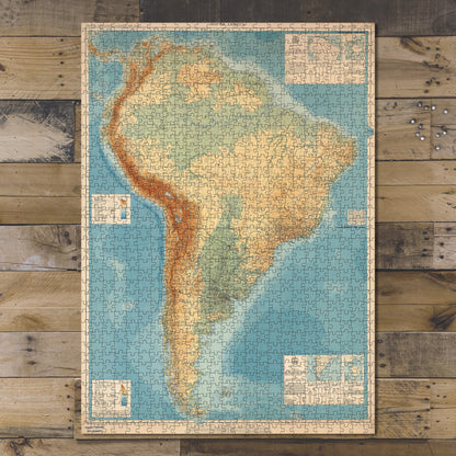 1000 piece puzzle 1942 Map of South America Birthday Present Gifts Family Entertainment