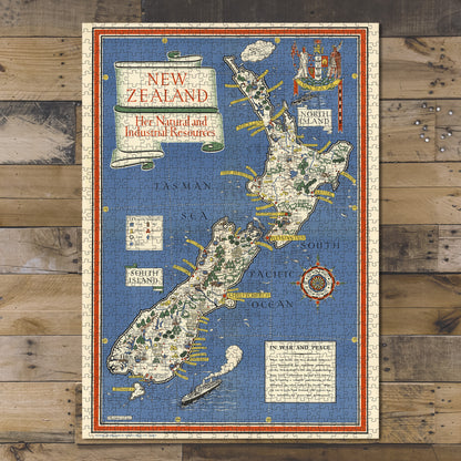 1000 piece puzzle 1943 Map of New Zealand Birthday Present Gifts Family Entertainment Unique Gift
