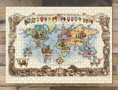 1000 piece puzzle 1951 Pictorial Map of World Family Entertainment Fun Indoor Activity Jigsaw games