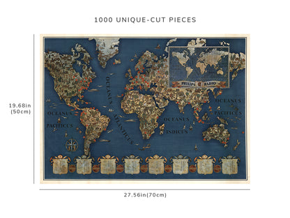 1000 piece puzzle - 1935 Map| Philips Radio | Eckhard | Birthday Present Gifts | Family Entertainment