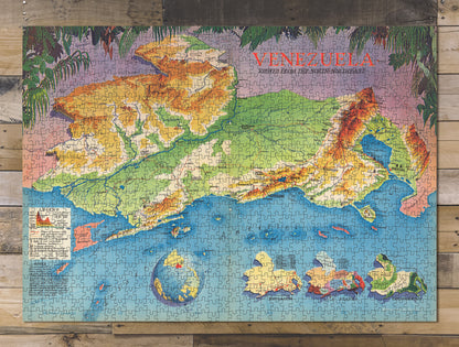 1000 piece puzzle 1939 Map of Venezuela Viewed from the North-Northeast Jigsaw Puzzle Game for Adults