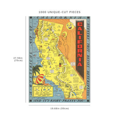 1000 piece puzzle - 1948 Map of California | Jigsaw Puzzle Game for Adults | Fun Activity | Unique Gift