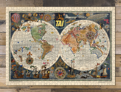 1000 piece puzzle 1948 Pictorial Map of TAI Birthday Present Gifts Fun Indoor Activity Jigsaw games