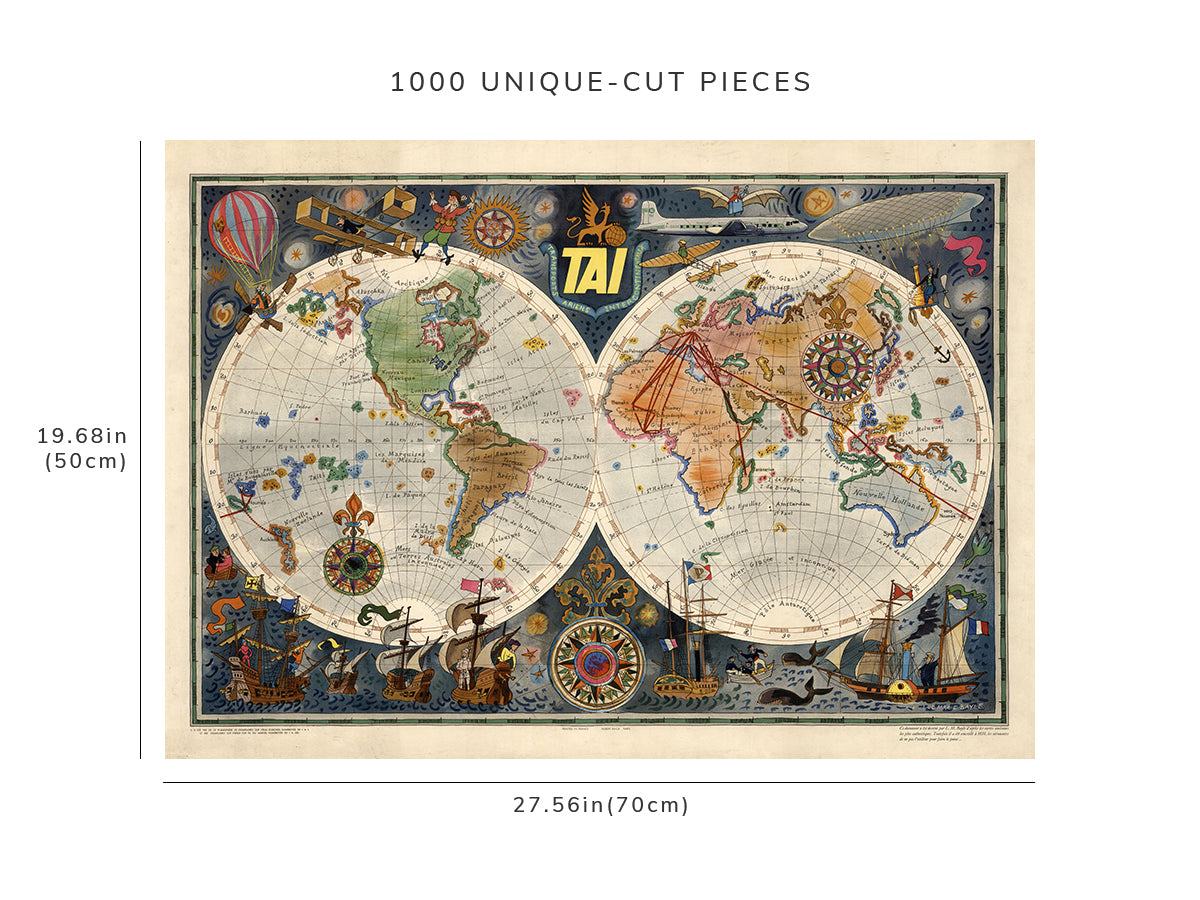 1000 piece puzzle - 1948 Pictorial Map of TAI | Birthday Present Gifts | Fun Indoor Activity | Jigsaw games