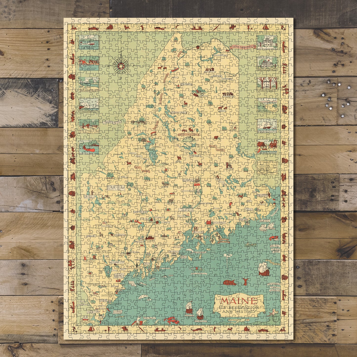 1000 piece puzzle 1935 Map of Maine Family Entertainment Jigsaw Puzzle Game for Adults Hand made
