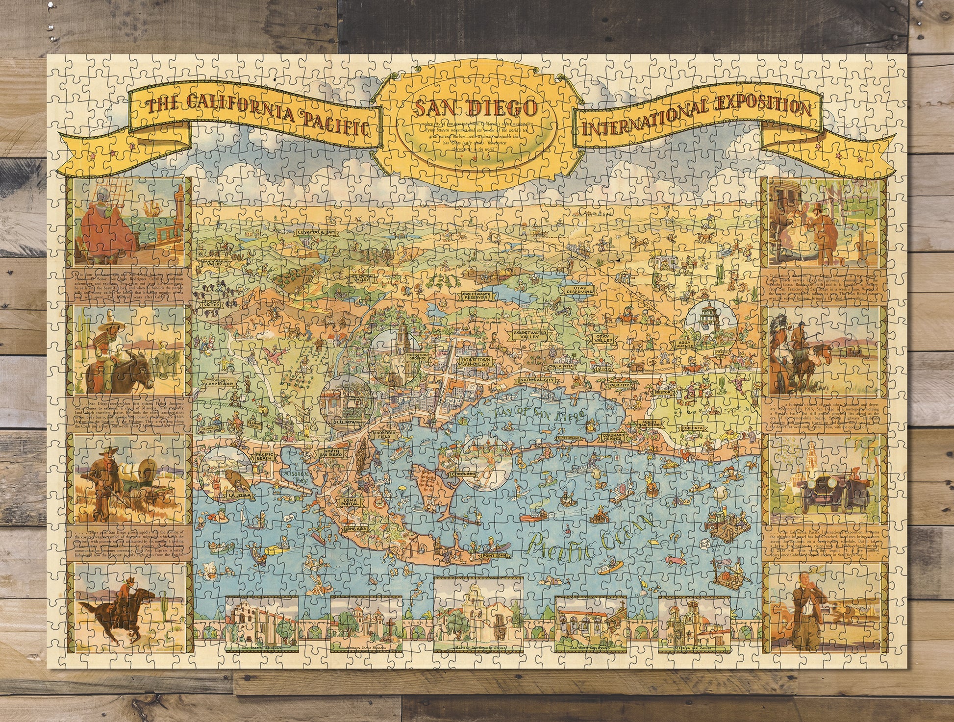 1000 piece puzzle 1935 Map of California Jigsaw Puzzle Game for Adults Birthday Present Gifts