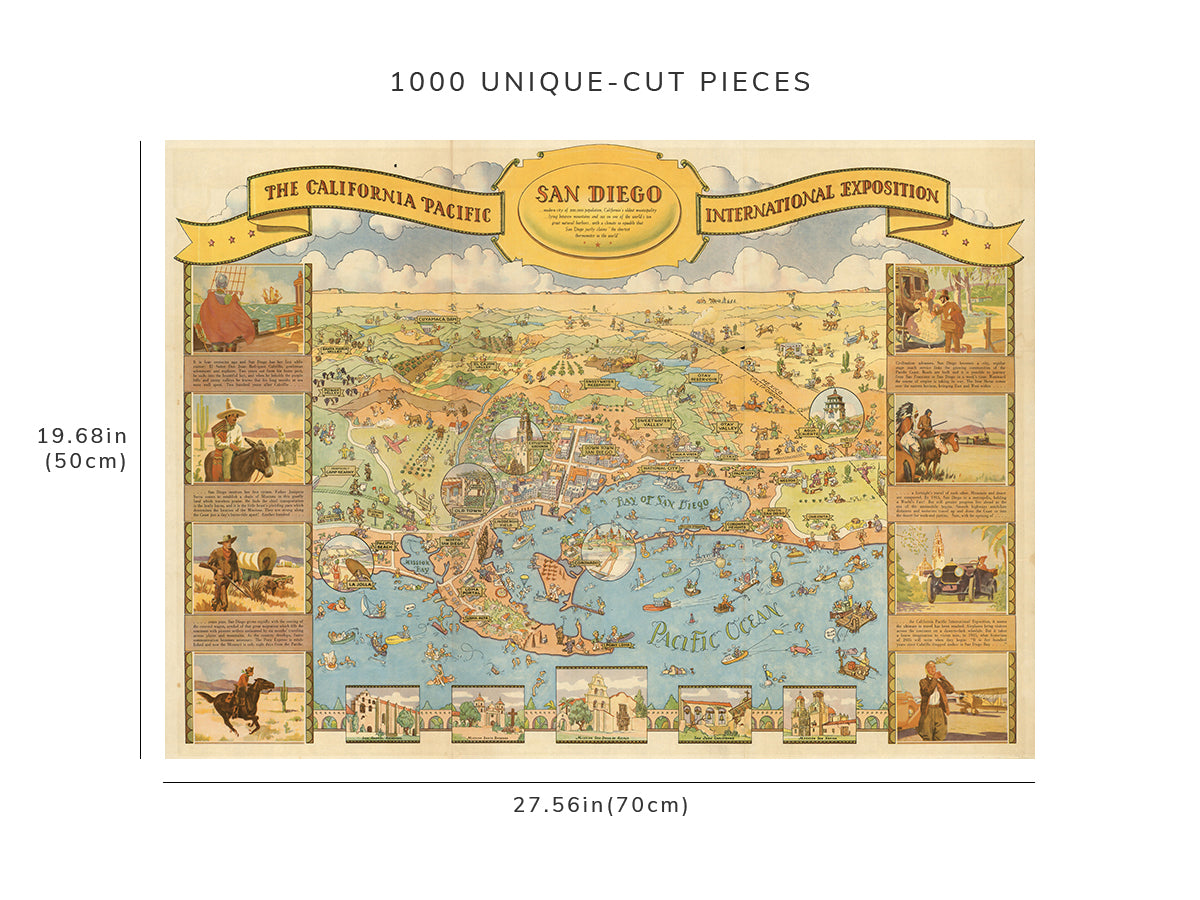 1000 piece puzzle - 1935 Map of California | Jigsaw Puzzle Game for Adults | Birthday Present Gifts
