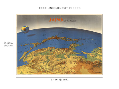 1000 piece puzzle - 1943 Map of Japan from Siberia | Jigsaw Puzzle Game for Adults | Fun Activity