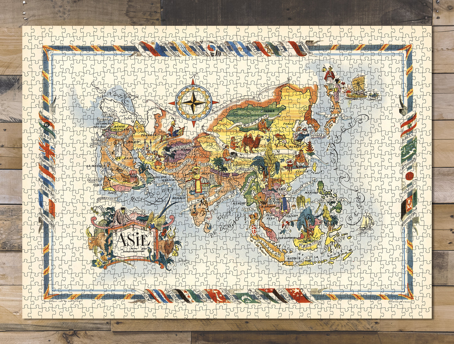 1000 piece puzzle 1951 Map of Asia Family Entertainment Jigsaw Puzzle Game for Adults