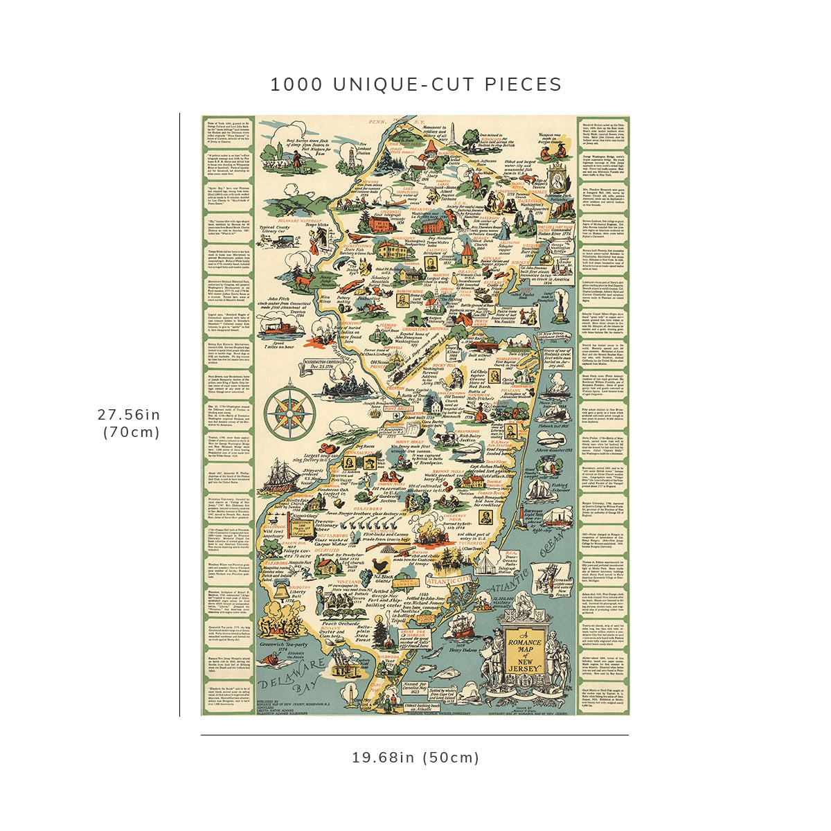 1000 piece puzzle - 1935 | A Romance Map of New Jersey Jigsaw games | Fun Indoor Activity