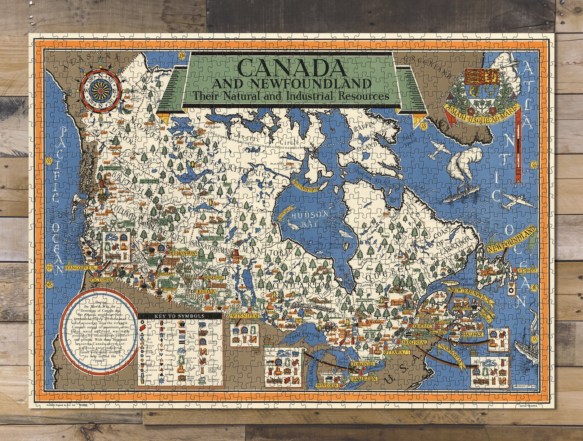 1000 piece puzzle 1942 Canada and Newfoundland Hand made Jigsaw Puzzle Game for Adults