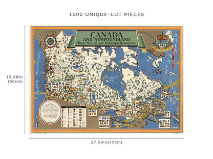 1000 piece puzzle - 1942 | Canada and Newfoundland | Hand made | Jigsaw Puzzle Game for Adults