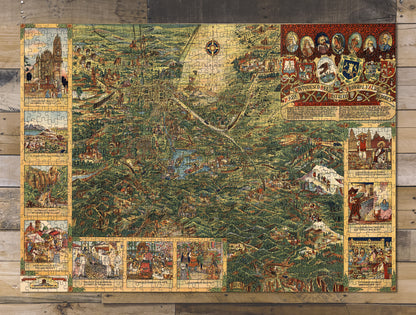 1000 piece puzzle Valley of Mexico Mexico City Pictorial Map Of The Federal District And Surroundings