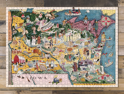 1000 piece puzzle 1932 Minnesota Wisconsin Hand made Jigsaw Puzzle Game for Adults