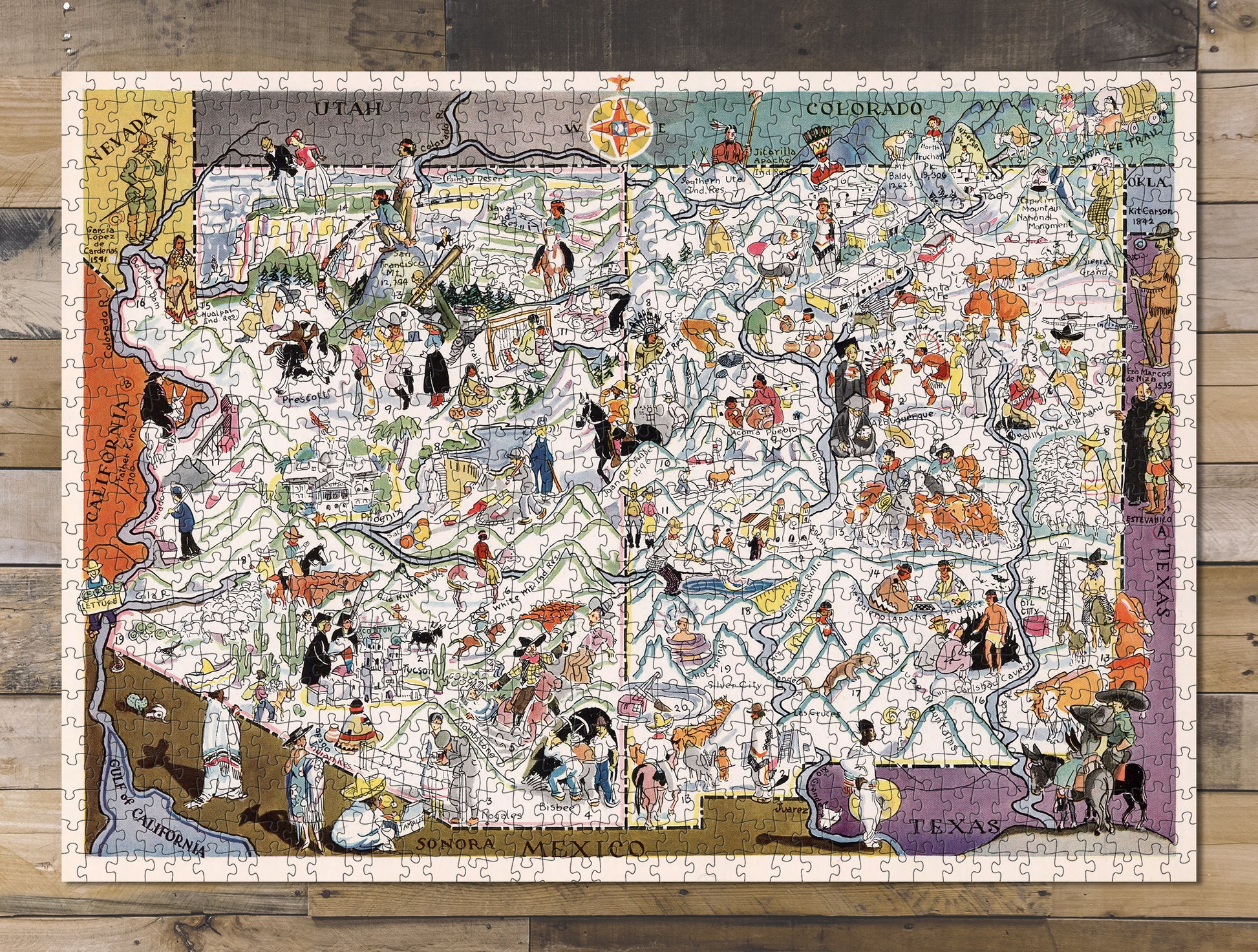 1000 piece puzzle 1932 Arizona New Mexico Jigsaw games Family Entertainment