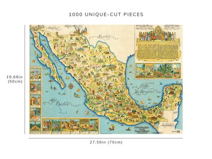 1000 piece puzzle - 1931 | Pictorial Map Of Mexico | Jigsaw games | Family Entertainment