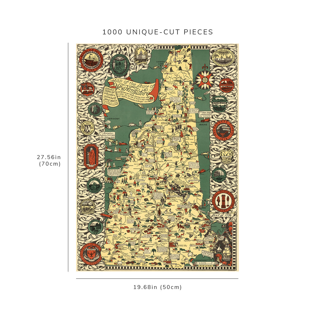 1000 piece puzzle - 1926 | New Hampshire | Hand made | Jigsaw Puzzle Game for Adults