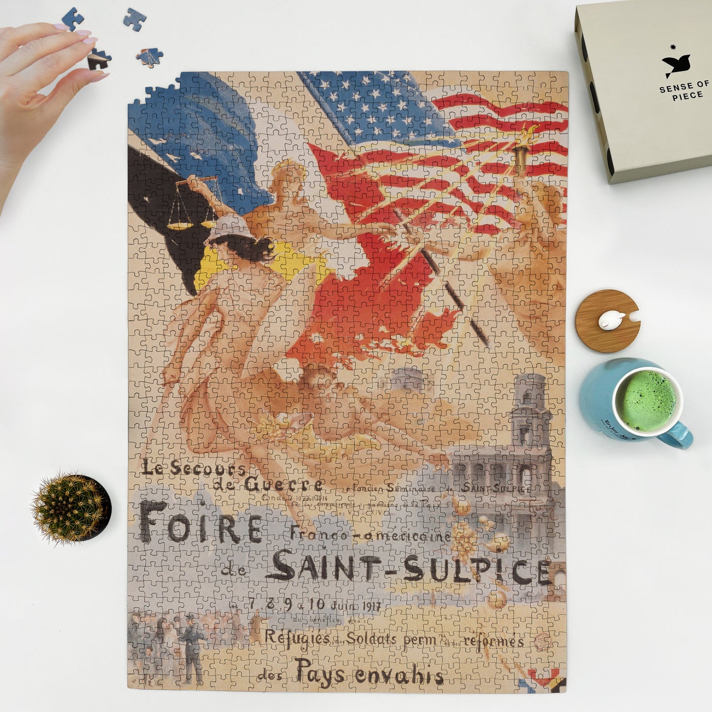 1000 piece puzzle 1917 France-American Fair of Saint-Sulpice  War Relief Maurice Romberg 