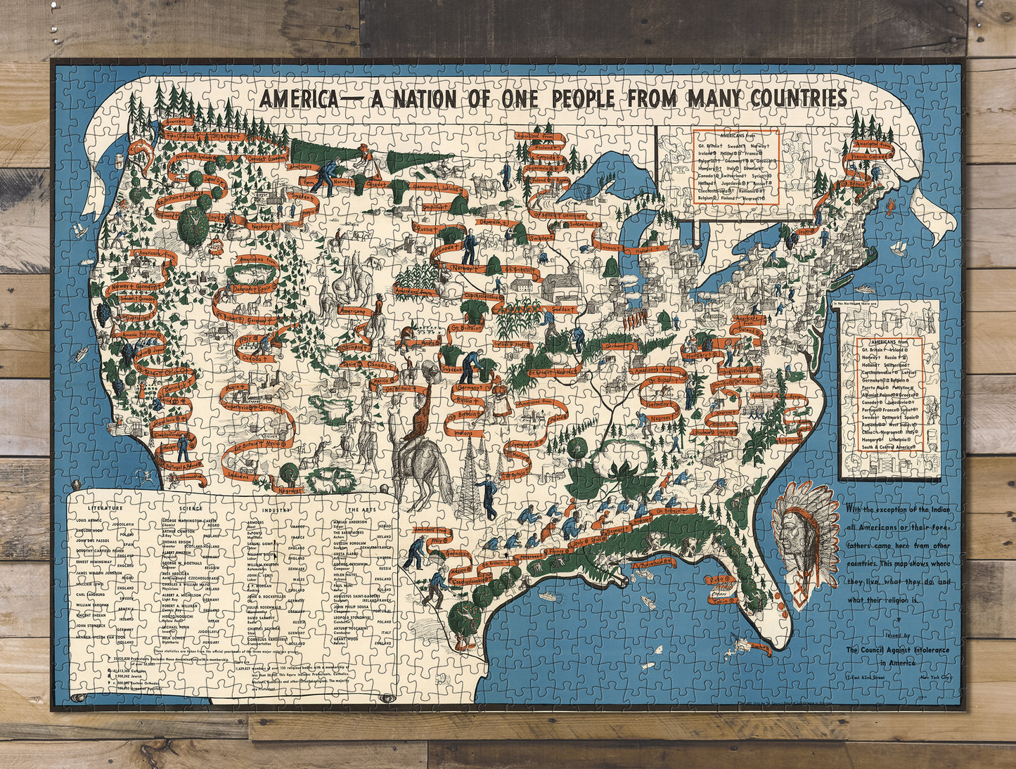1000 piece puzzle 1940 Map of America Jigsaw Puzzle Game for Adults Birthday Present Gifts
