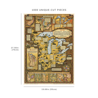 1000 piece puzzle - 1937 Map of The Old Northwest Territory | Birthday Present Gifts | Family Entertainment