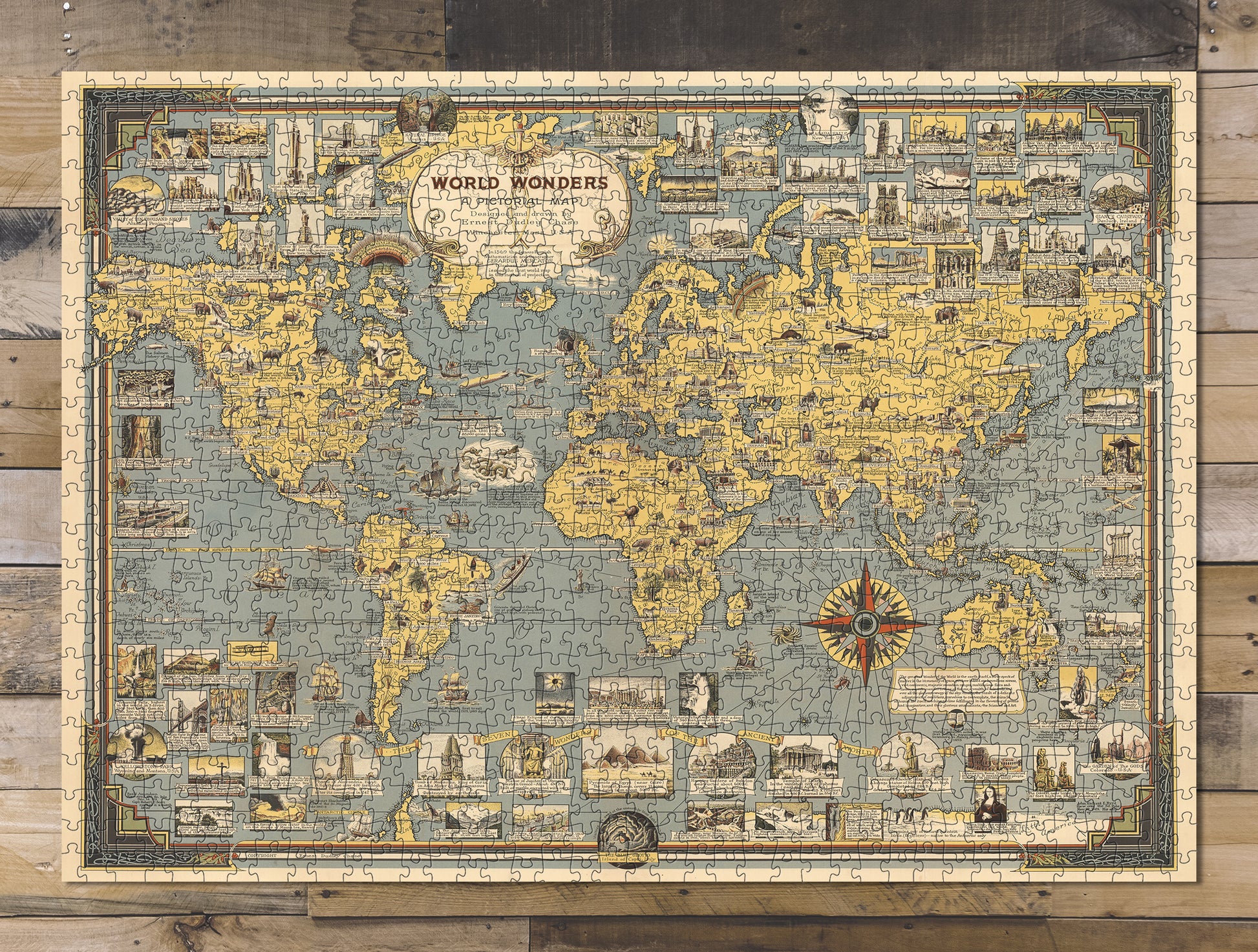 1000 piece puzzle 1939 Map of World Wonders Birthday Present Gifts Family Entertainment Unique Gift