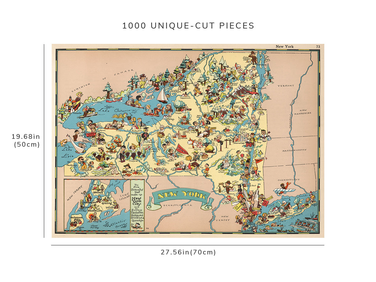 1000 piece puzzle - 1935 Map of New York | Family Entertainment | Jigsaw Puzzle Game for Adults