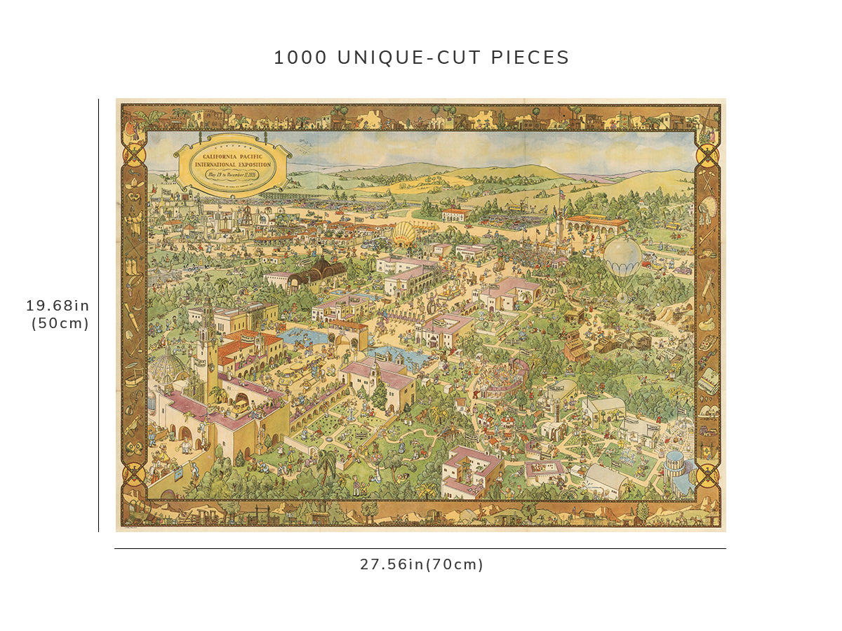 1000 piece puzzle - 1935 Map of California Pacific International Exposition | Family Entertainment