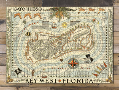 1000 piece puzzle Map of Key West, Florida Birthday Present Gifts Family Entertainment