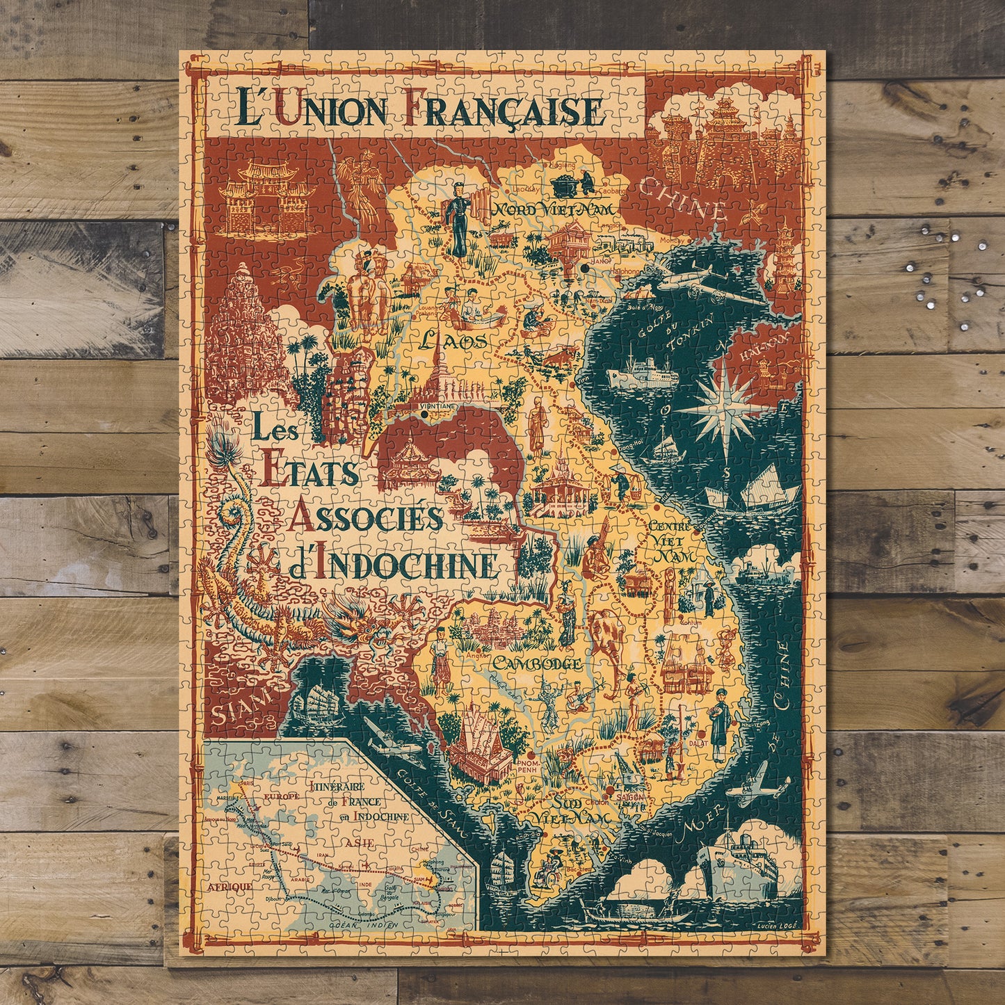 1000 piece puzzle 1948 Map of Union Francaise The Associated States of Indochina