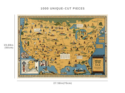 1000 piece puzzle - 1944 Map of Indians of the U.S.A. | Jigsaw Puzzle Game for Adults